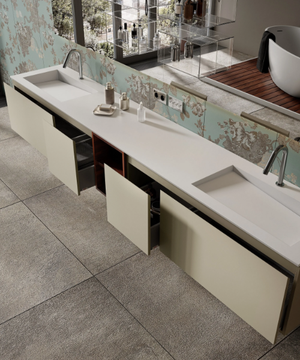 CAPRI - Solid Surface washbasin with integrated countertop by MOMA Design - view 3